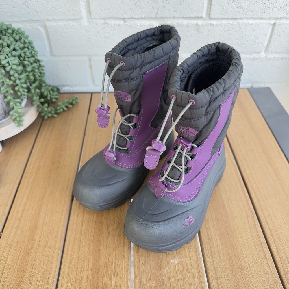 The North Face Girls Winter Snow Boots US 3 EU35 Purple Gray Waterproof Insulate